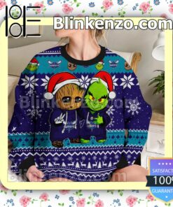 Charlotte Hornets Baby Groot And Grinch Christmas NBA Sweatshirts b