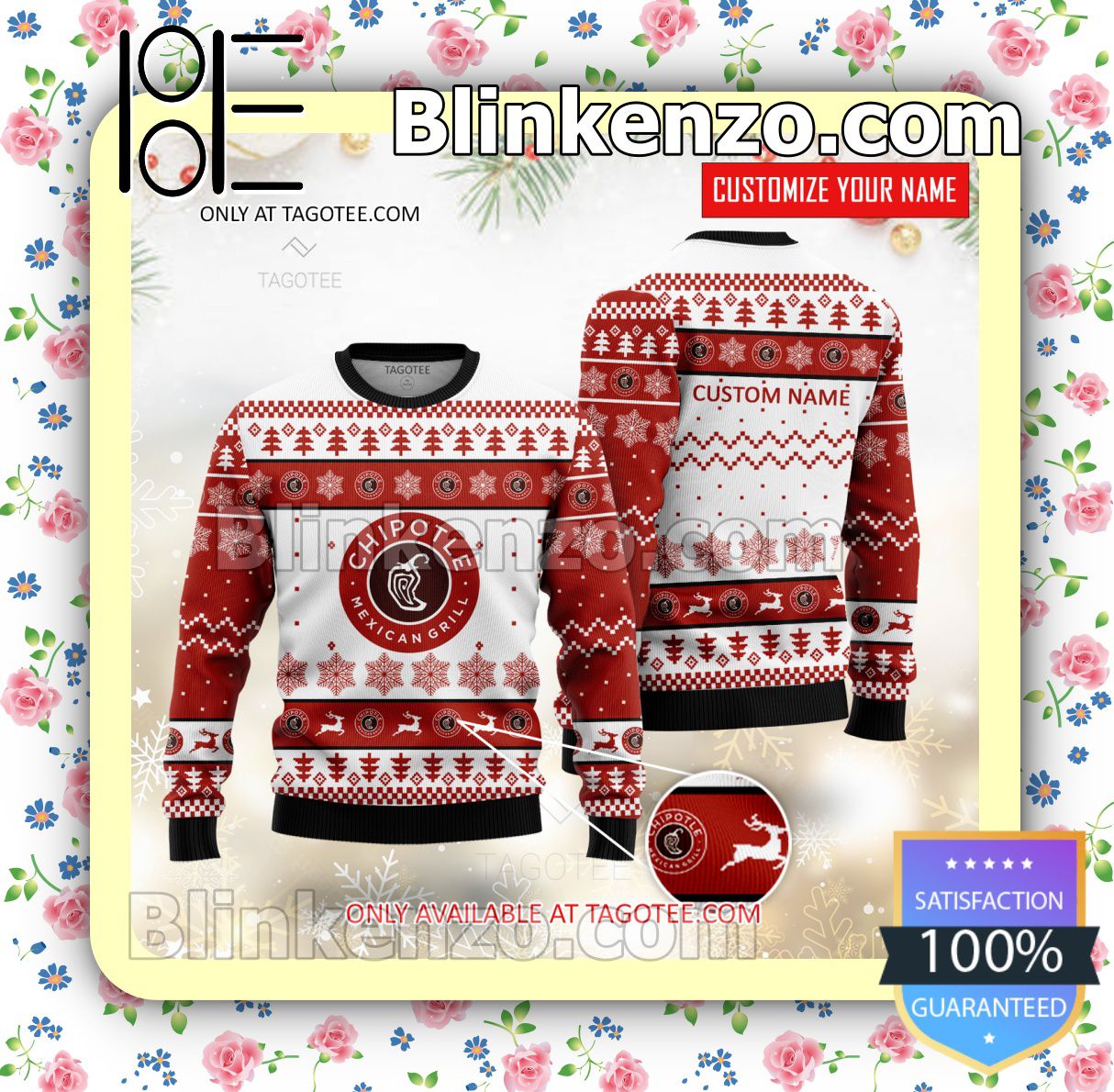 Chipotle Brand Print Christmas Sweater