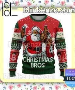 Christmas Bros Santa And Jesus Christmas Pullover Sweatshirts