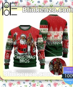 Christmas Bros Santa And Jesus Christmas Pullover Sweatshirts b