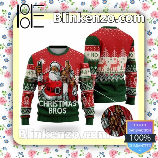 Christmas Bros Santa And Jesus Christmas Pullover Sweatshirts b