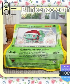 Christmas Bulbasaur Custom Name Quilted Blanket