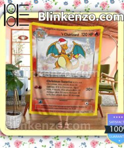 Christmas Charizard Custom Name Quilted Blanket a