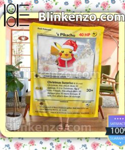 Christmas Pikachu Custom Name Quilted Blanket a