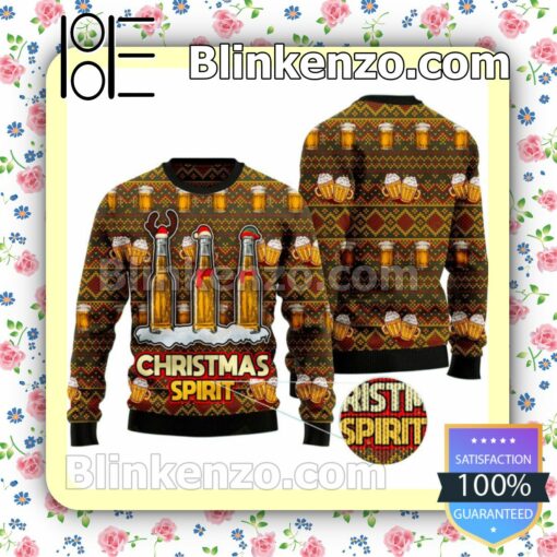 Christmas Spirit With Beer Christmas Pullover Sweaters