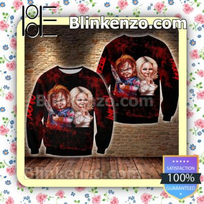 Chucky And Tiffany Blood Black Halloween Ideas Hoodie Jacket a