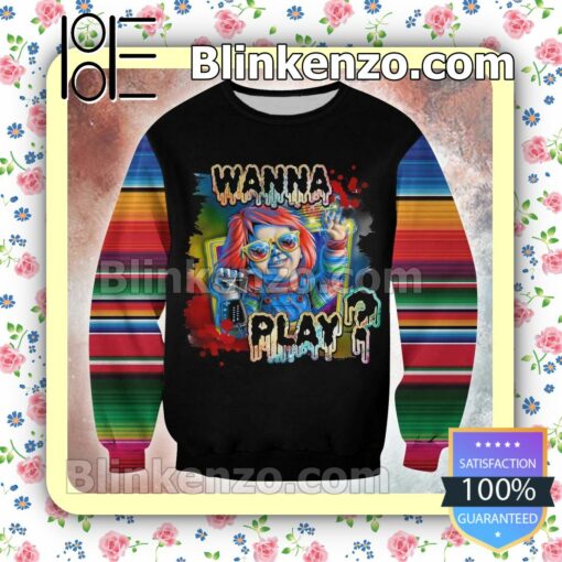 Chucky Wanna Play Colorful Stripe Halloween Ideas Hoodie Jacket a