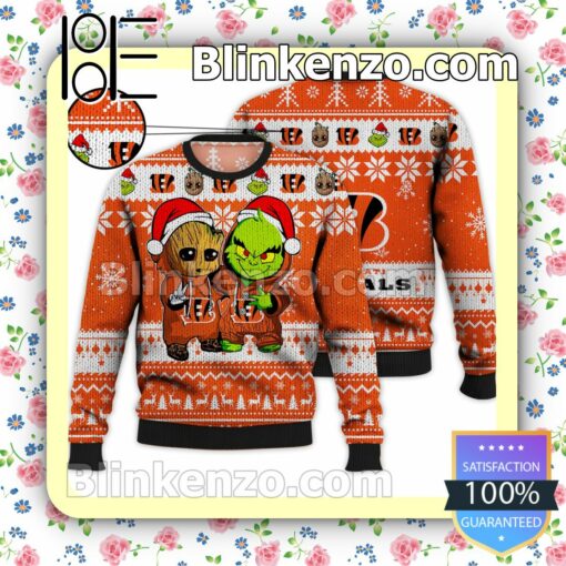 Cincinnati Bengals Baby Groot And Grinch Christmas NFL Sweatshirts