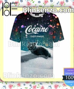 Cocaine Everywhere Cat With Snow Men T-shirt