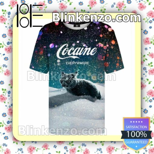 Cocaine Everywhere Cat With Snow Men T-shirt