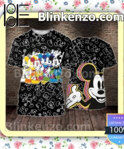 Colorful Mickey Mouse Black Women Tank Top Pant Set c