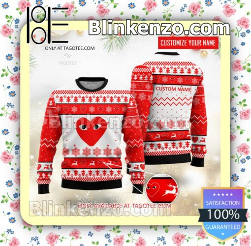 Comme Des Garçons Brand Print Christmas Sweater