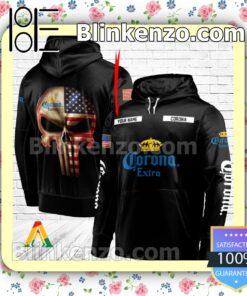 Corona Extra Punisher Skull USA Flag Hoodie Shirt