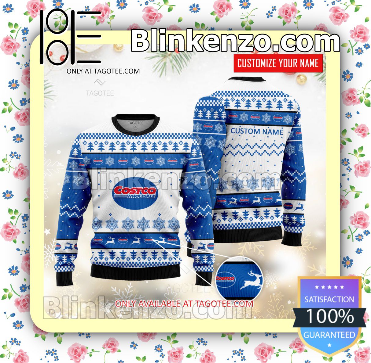 Costco Brand Print Christmas Sweater