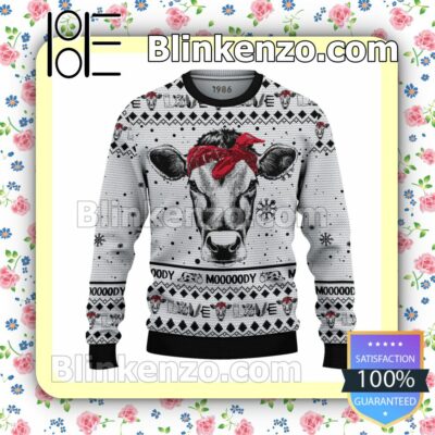 Cow Mooooody Love Christmas Pullover Sweaters