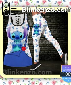 Cute Stitch Blue And White Women Tank Top Pant Set