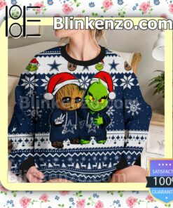Dallas Cowboys Baby Groot And Grinch Christmas NFL Sweatshirts b