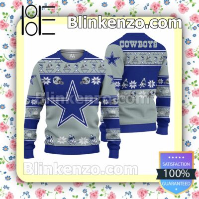 Dallas Cowboys Grey And Blue Christmas Pullover Sweaters