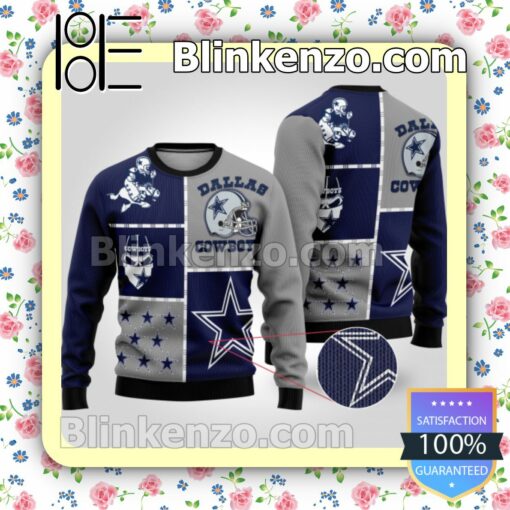 Dallas Cowboys Symbols Grey And Navy Christmas Pullover Sweaters