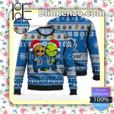 Dallas Mavericks Baby Groot And Grinch Christmas NBA Sweatshirts