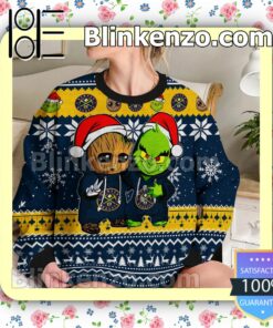Denver Nuggets Baby Groot And Grinch Christmas NBA Sweatshirts b