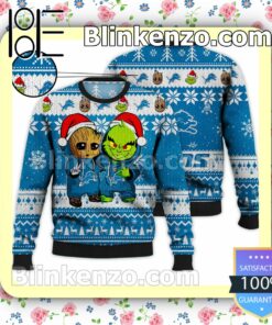 Detroit Lions Baby Groot And Grinch Christmas NFL Sweatshirts