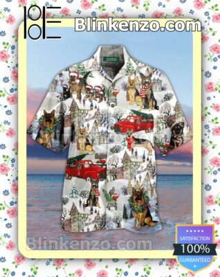 Dog Christmas Snow Winter Xmas Button Down Shirt