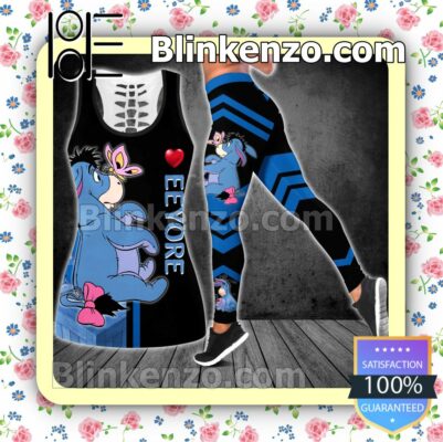 Eeyore Cute Black And Blue Women Tank Top Pant Set c