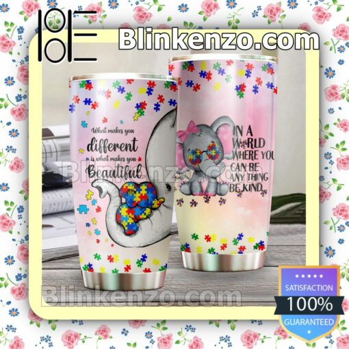 Elephant Autism What Makes You Different Is What Makes You Beautiful Travel Mug