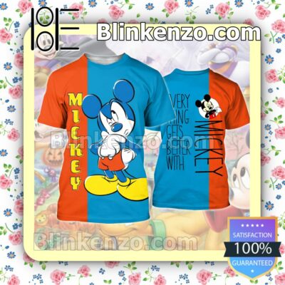 Every Thing Gets Better With Mickey Blue And Orange Women Tank Top Pant Set a