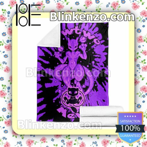 Evolve Mewtwo Tie Dye Face Quilted Blanket c