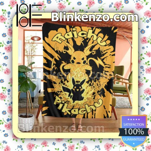 Evolve Pikachu Within Raichu Tie Dye Face Quilted Blanket a