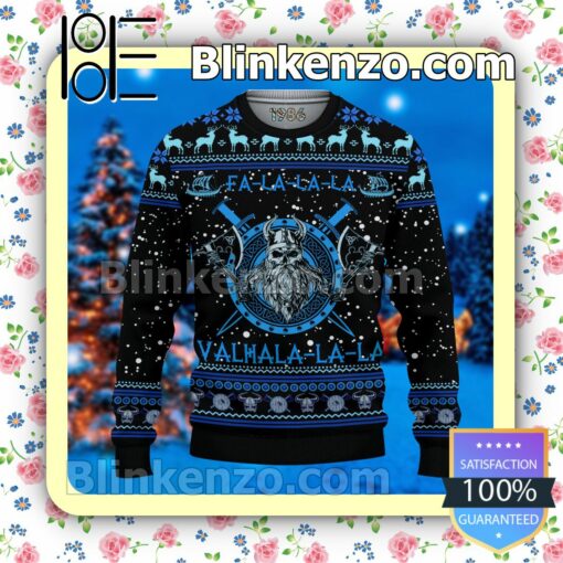 Fa La La La La Valhalla Blue Christmas Pullover Sweaters