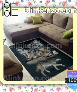 Family Wolves Washable Rugs a
