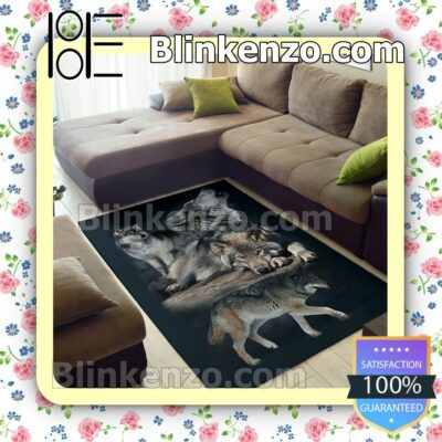 Family Wolves Washable Rugs a