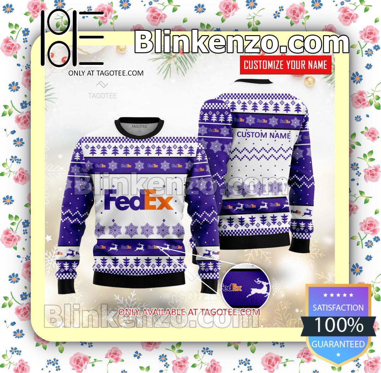 FedEx Corporation Brand Print Christmas Sweater