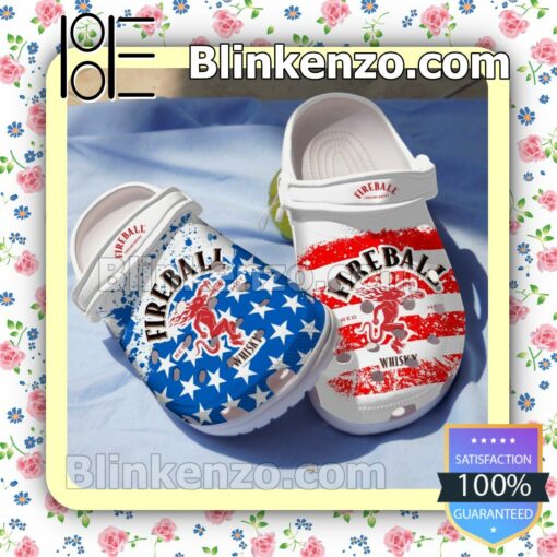 Fireball Whiskey American Flag Blue Red Clogs