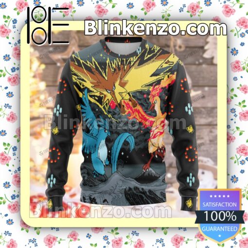 Flying Articuno Zapdos Moltres Christmas Pullover Sweaters b