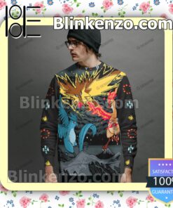 Flying Articuno Zapdos Moltres Christmas Pullover Sweaters c