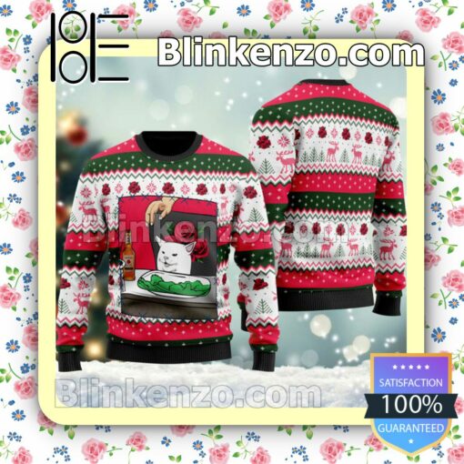Four Roses Bourbon Cat Meme Christmas Pullover Sweaters