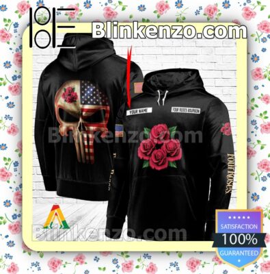 Four Roses Bourbon Punisher Skull USA Flag Hoodie Shirt