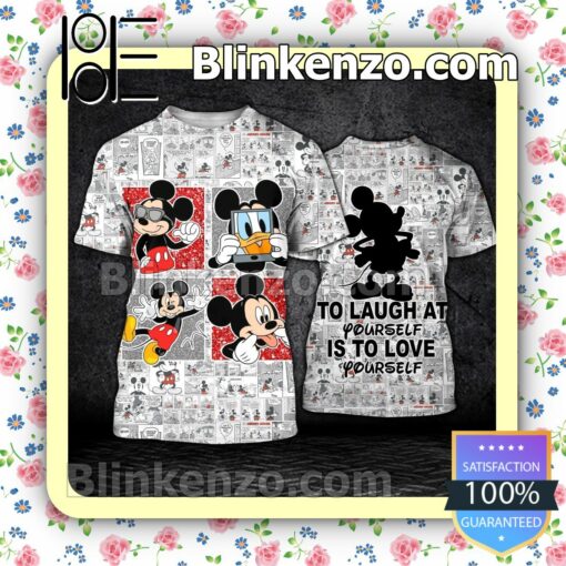 Funny Mickey To Laugh At Yourself Is To Love Yourself Women Tank Top Pant Set a