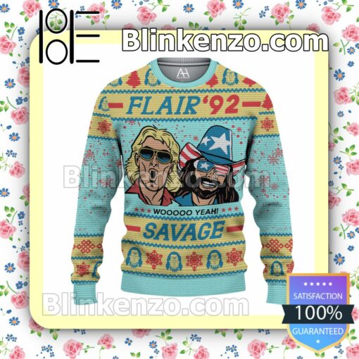 Funny Ric Flair 92 Savage Woo Yeah Christmas Pullover Sweaters