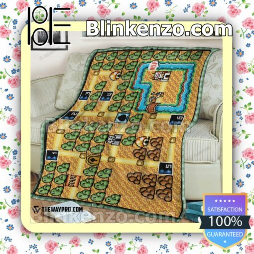 Game Super Mario Bros. 3 World 1 Map Quilted Blanket