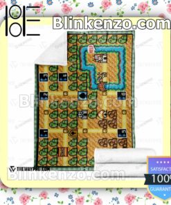 Game Super Mario Bros. 3 World 1 Map Quilted Blanket b