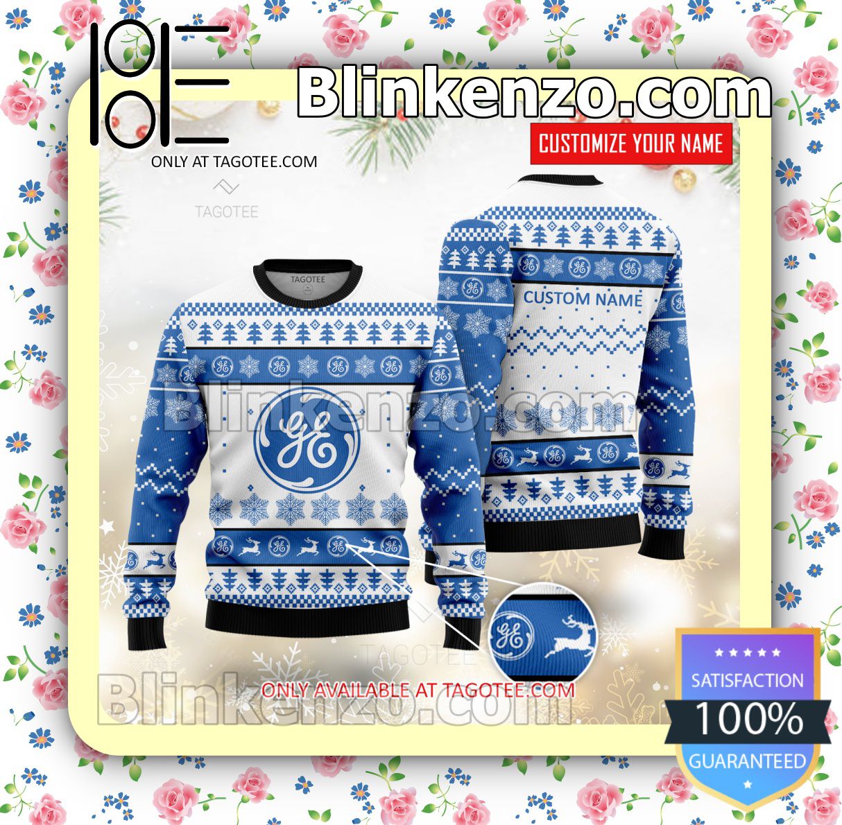 General Electric Brand Print Christmas Sweater