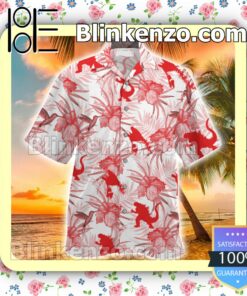 Godzilla Hibiscus Palm Leaves Men Shirt