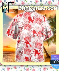 Godzilla Hibiscus Palm Leaves Men Shirt a