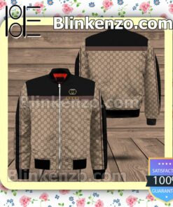 Gucci Black Mix Brown Monogram Basic Military Jacket Sportwear