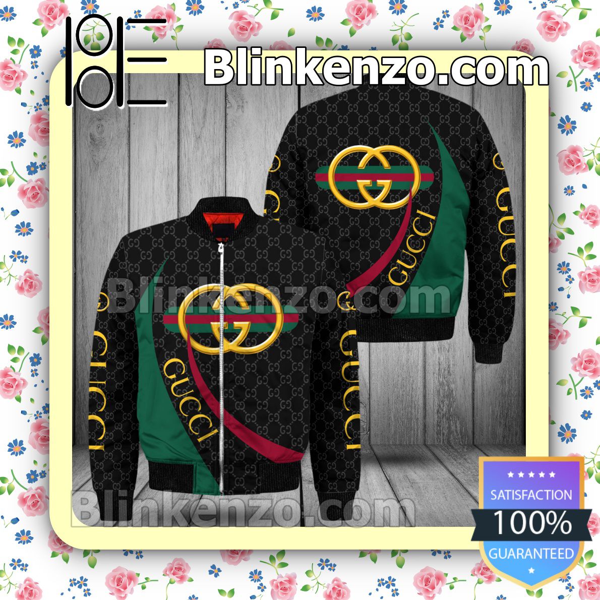 Gucci Black Monogram Red Green Curves Military Jacket Sportwear